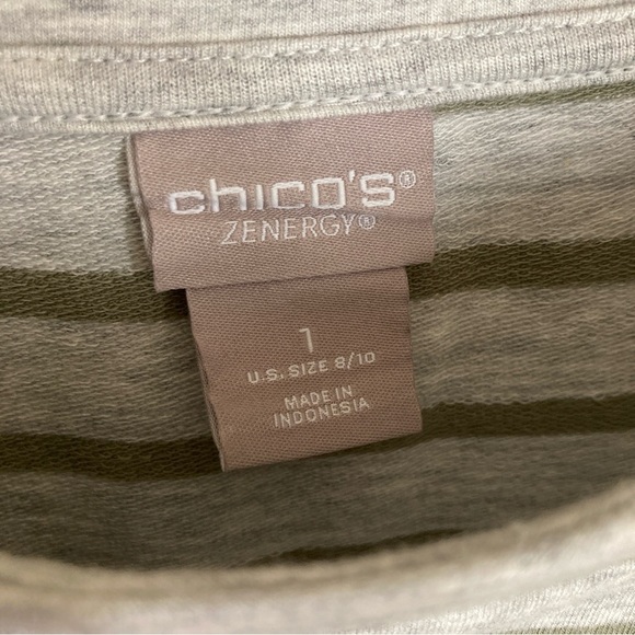 Chico’s Zenergy Size 1 Striped Gray and Green Dress - Picture 3 of 7